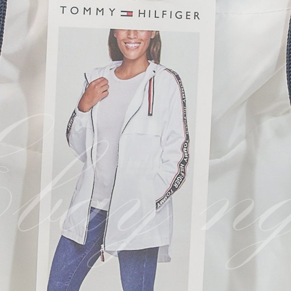Tommy Hilfiger Ladies' Long Windbreaker‎ WHITE - Picture 8 of 8